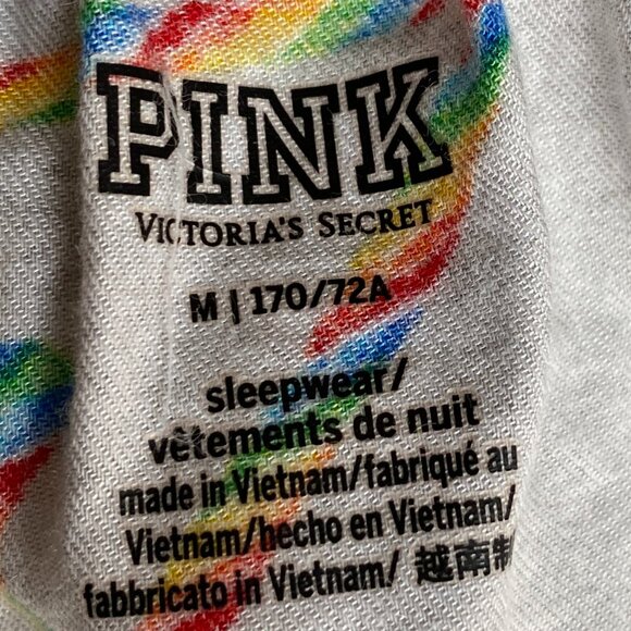 PINK Victoria's Secret Rainbow Candy Cane Heart Sleep Short Festive Loungewear-M - Picture 9 of 12